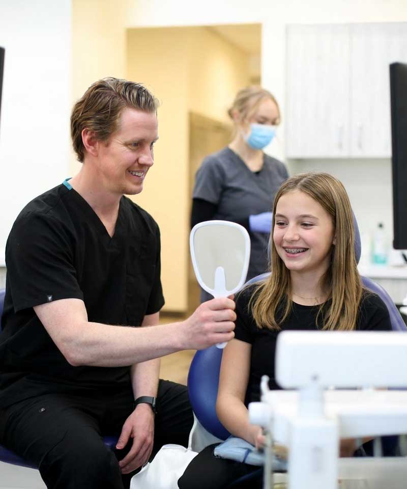 Dr. Scheer with a patient